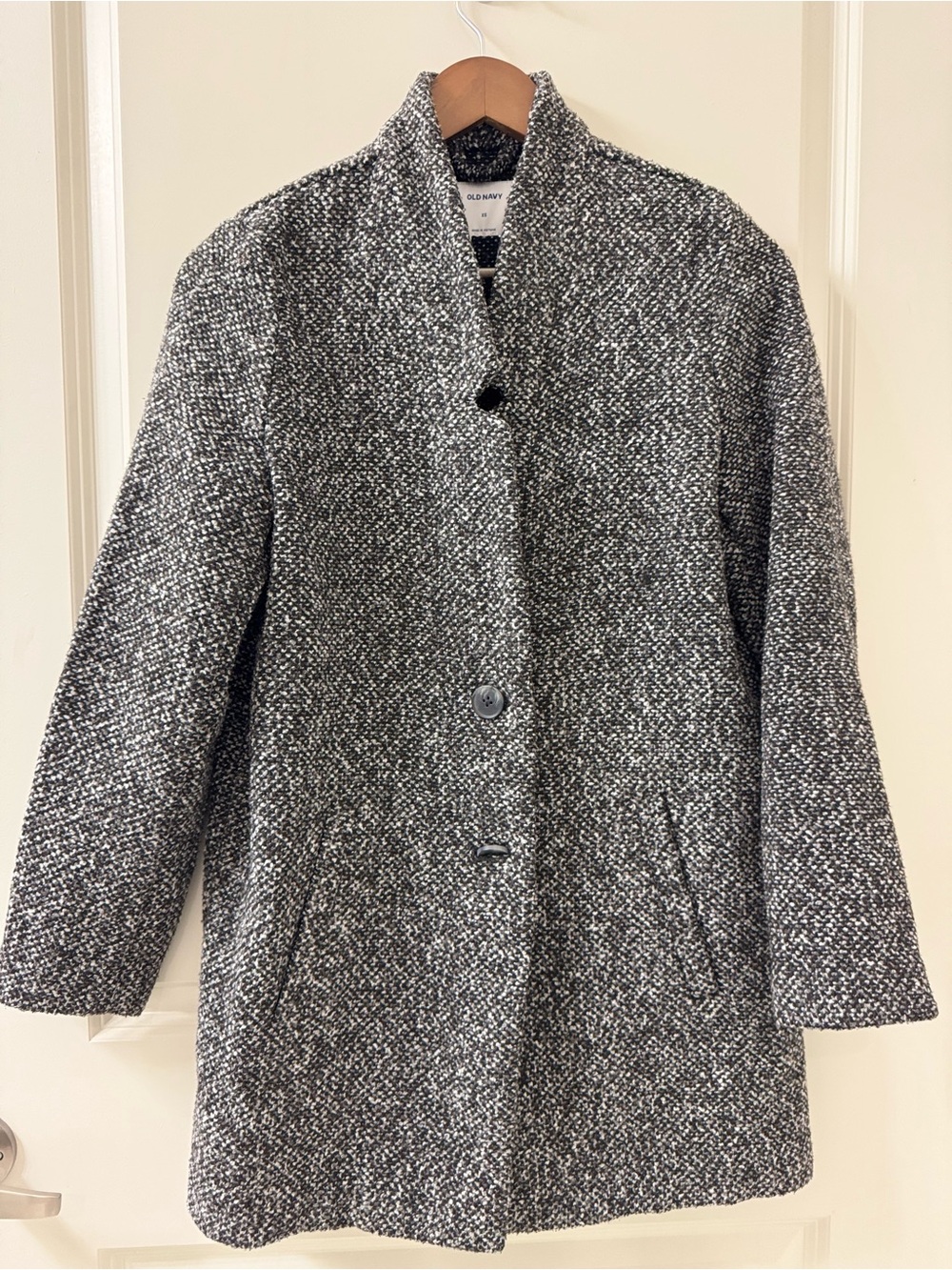 Old Navy Womens XS Cozy Coat Heather Grey Minimalist Blazer Jacket Neutral Boho